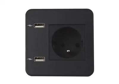 Gniazdo biurkowe Digitel Source 1x230V + 2x USB ładujące CZARNY