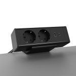 Mediaport biurkowy Digitel Desk UP 4M 2x230V + 2xUSB ładujące CZARNY