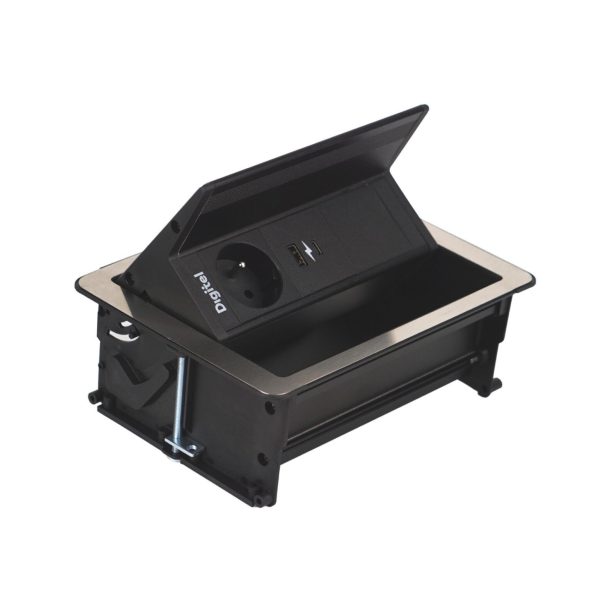 Mediaport Digitel FLIP UP PUSH 3M 1x230V + 2xUSB ładujące + 1xWolny - INOX