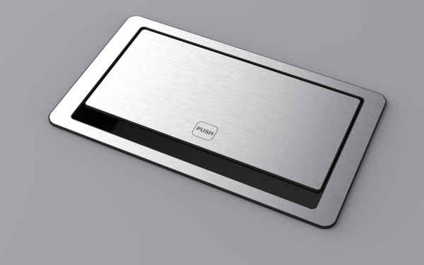 Mediaport Digitel FLIP UP PUSH 4M 2x230V + 2xWolny - INOX zamknięty