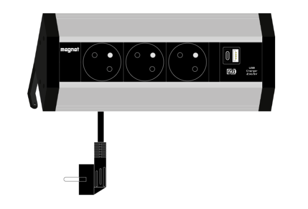 Magnat STICK nablatowa listwa zasilająca 4M 3x230V + 2xUSB charger A+C