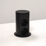 Kolumna blatowa bryzgoszczelna okrągła ASA VersaLIFT 2x230V + Ładowarka USB A+C - Kolor CZARNY