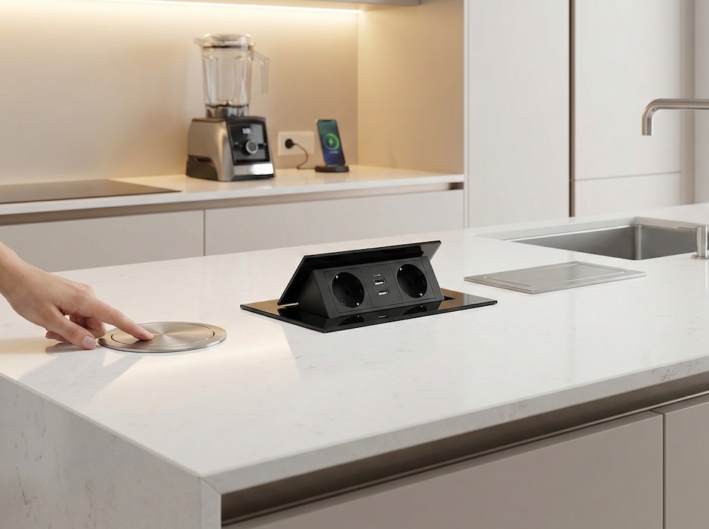 zdjęcie wypsy kuchennej z gniazdem blatowym