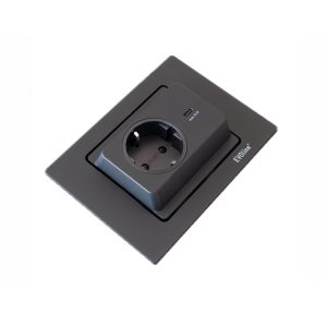 Gniazdo obrotowe Evoline SPIN 1x230V + Ładowarka USB czarne