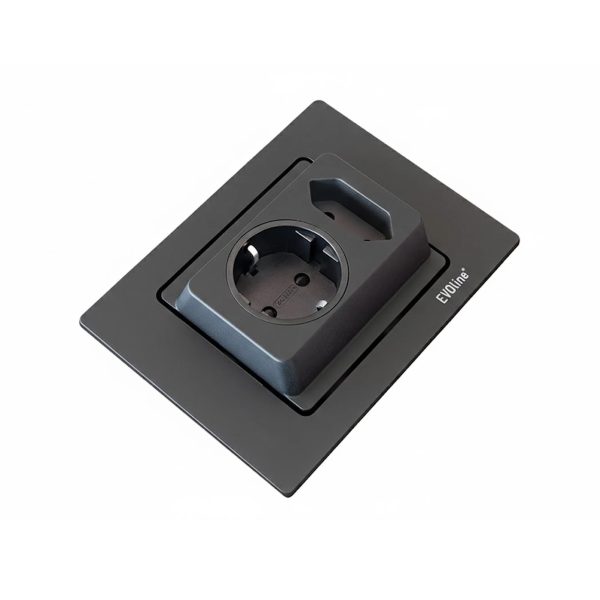 Gniazdo obrotowe Evoline SPIN 2x 230V czarny Gniazdo obrotowe Evoline SPIN 2x 230V czarny