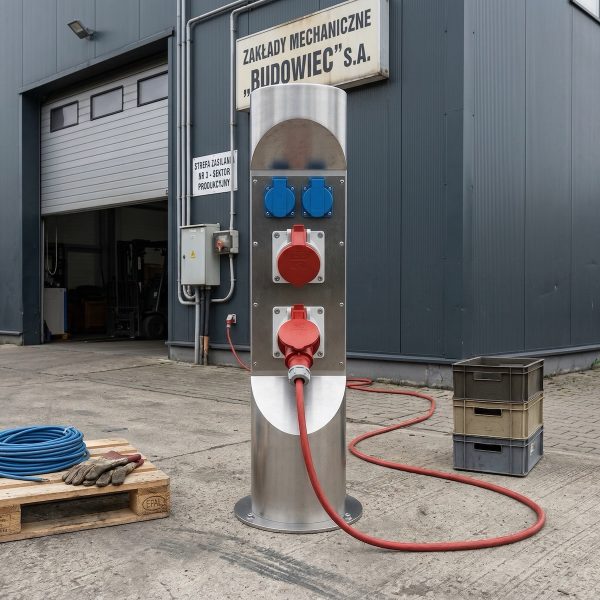 słupek zasilający es przed firmą