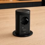 BACHMANN ELEVATOR 2 – kolumna blatowa wysuwana 1x gniazdo 230V + USB-C 45W + ładowarka indukcyjna Qi2 - CZARNY MAT