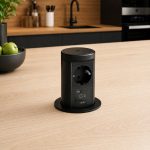 BACHMANN ELEVATOR 2 – kolumna blatowa wysuwana 1x gniazdo 230V + USB-C 45W + ładowarka indukcyjna Qi2 - CZARNY MAT w blacie kuchennym