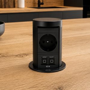 BACHMANN ELEVATOR 2 – kolumna blatowa wysuwana 1x gniazdo 230V + USB-C:C 45W - CZARNY MAT główne