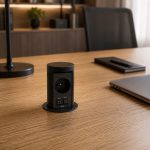 BACHMANN ELEVATOR 2 – kolumna blatowa wysuwana 1x gniazdo 230V + USB-C:C 45W - CZARNY MAT w biurku