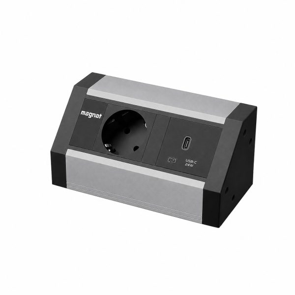 Nablatowa listwa zasilająca Magnat STICK 2M 1x230V + Ładowarka USB C 24W alu